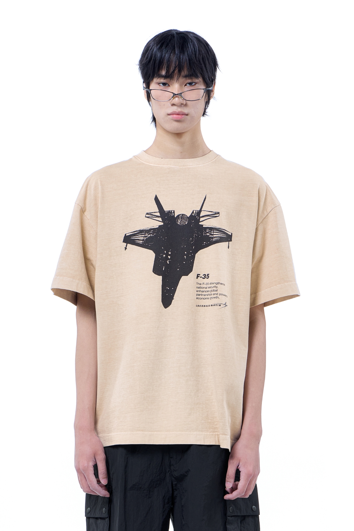 LM F-35 GRAPHIC GARMENT DYED OVER T-SHIRT (BEIGE)