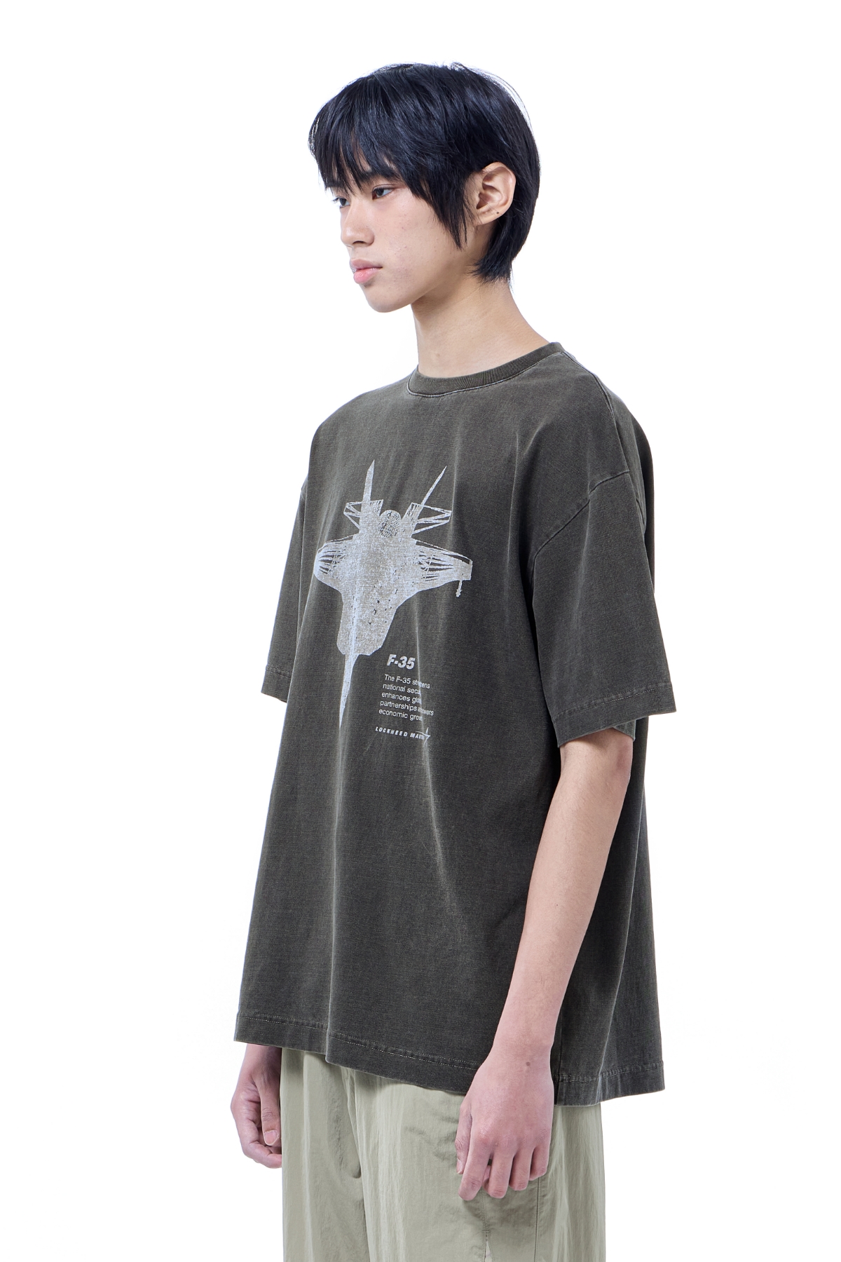 LM F-35 GRAPHIC GARMENT DYED OVER T-SHIRT (CHARCOAL)