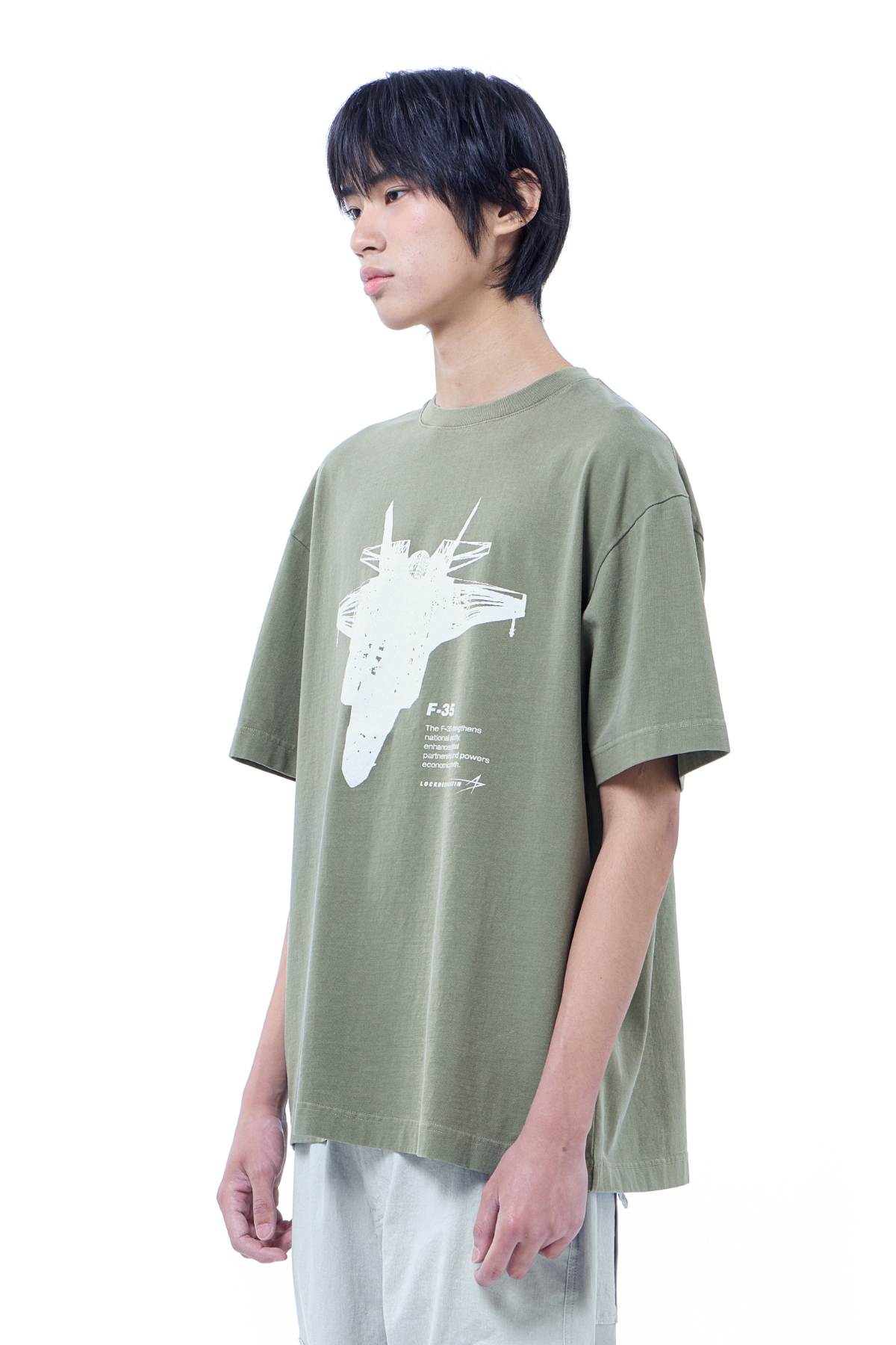 LM F-35 GRAPHIC GARMENT DYED OVER T-SHIRT (KHAKI)